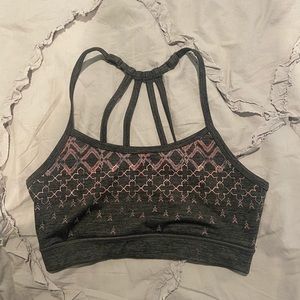 Grey strappy sports bra